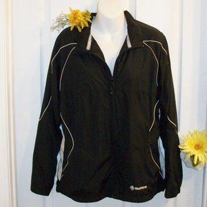 SUNICE Sz L Zip Up All Weather Windbreaker Jacket Black & White